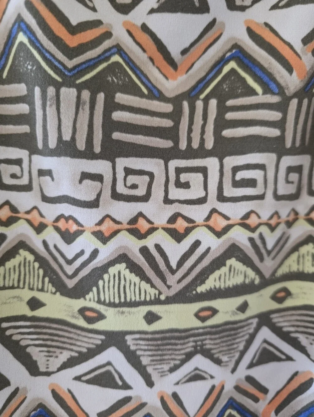 Chicos Aztec Print Skirt  in Multi Colors To Include Green, Orange and Tan.